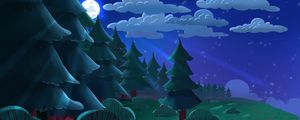 Превью обои деревья, луна, ночь, пейзаж, арт