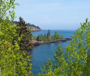 Превью обои деревья, остров, море, пейзаж