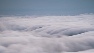 Превью обои деревья, туман, облака, даль