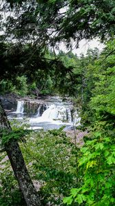 Превью обои деревья, водопад, пейзаж, природа