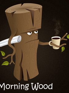 Превью обои дерево, арт, бумага, кофе