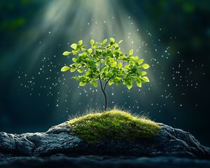 Превью обои дерево, камни, свет, блеск, природа