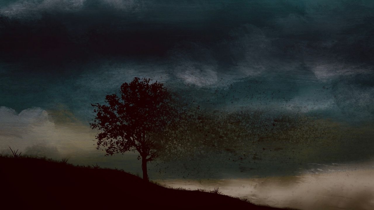 Обои дерево, мрак, арт, темный