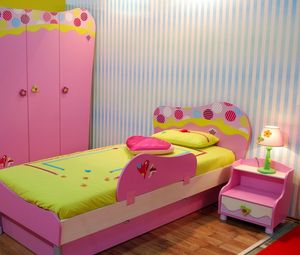 Превью обои детская, дизайн, зеркало, интерьер, комната, кровать, лампа, подушка