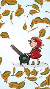 Превью обои девочка, листья, осень, вектор