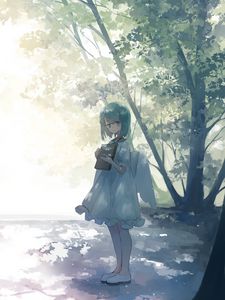 Превью обои девушка, ангел, книга, аниме