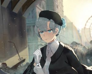 Превью обои девушка, берет, ретро, аниме, арт