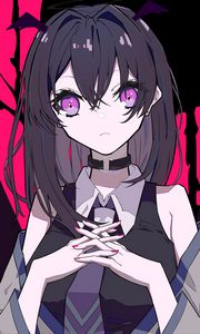 Превью обои девушка, чокер, аниме