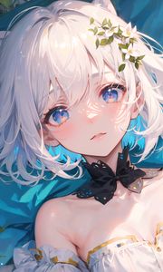 Превью обои девушка, чокер, цветы, солнечный свет, аниме