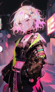 Превью обои девушка, чокер, украшения, заколки, аниме