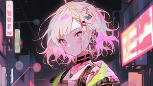 Превью обои девушка, чокер, украшения, заколки, аниме