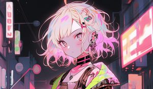 Превью обои девушка, чокер, украшения, заколки, аниме