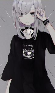 Превью обои девушка, чокер, взгляд, аниме, арт