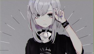 Превью обои девушка, чокер, взгляд, аниме, арт