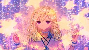 Превью обои девушка, чокер, взгляд, аниме, фиолетовый