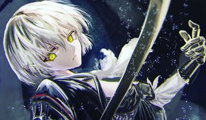 Превью обои девушка, эльф, платье, меч, аниме