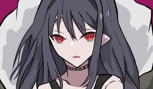 Превью обои девушка, эльф, взгляд, чокер, аниме