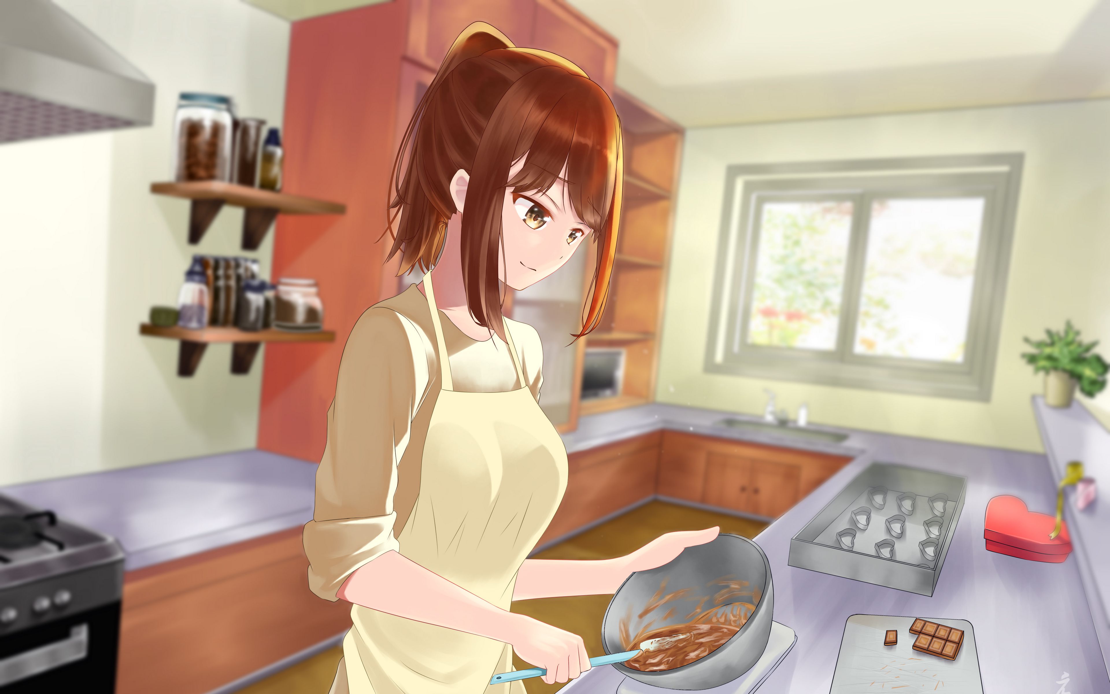 Две девушки на кухне аниме