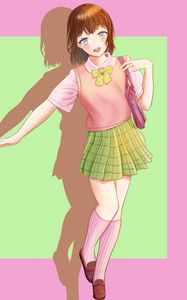 Превью обои девушка, форма, улыбка, аниме