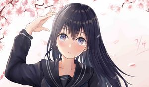 Превью обои девушка, форма, жест, аниме