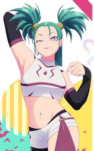 Превью обои девушка, хвостики, улыбка, аниме, арт