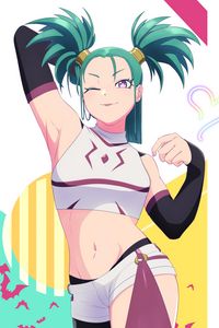 Превью обои девушка, хвостики, улыбка, аниме, арт