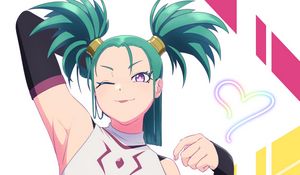 Превью обои девушка, хвостики, улыбка, аниме, арт