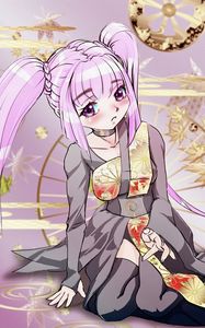 Превью обои девушка, хвостики, взгляд, аниме, арт