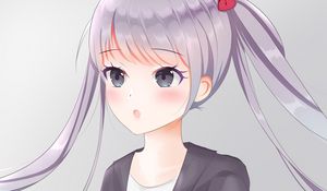 Превью обои девушка, хвостики, взгляд, аниме