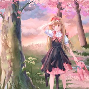 Превью обои девушка, игрушка, аниме, арт