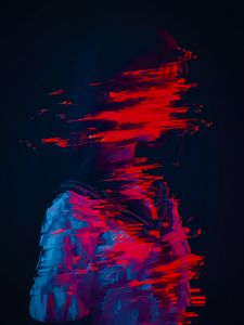Превью обои девушка, искажение, аниме, арт