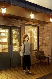 Превью обои девушка, кафе, аниме, арт