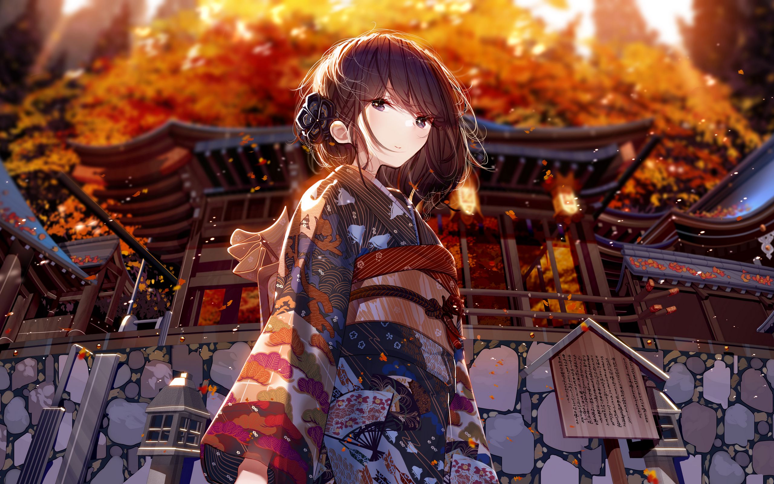 Девушка в кимоно и город