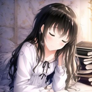 Превью обои девушка, книга, аниме, светлый