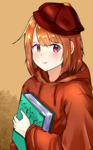Превью обои девушка, книга, взгляд, аниме