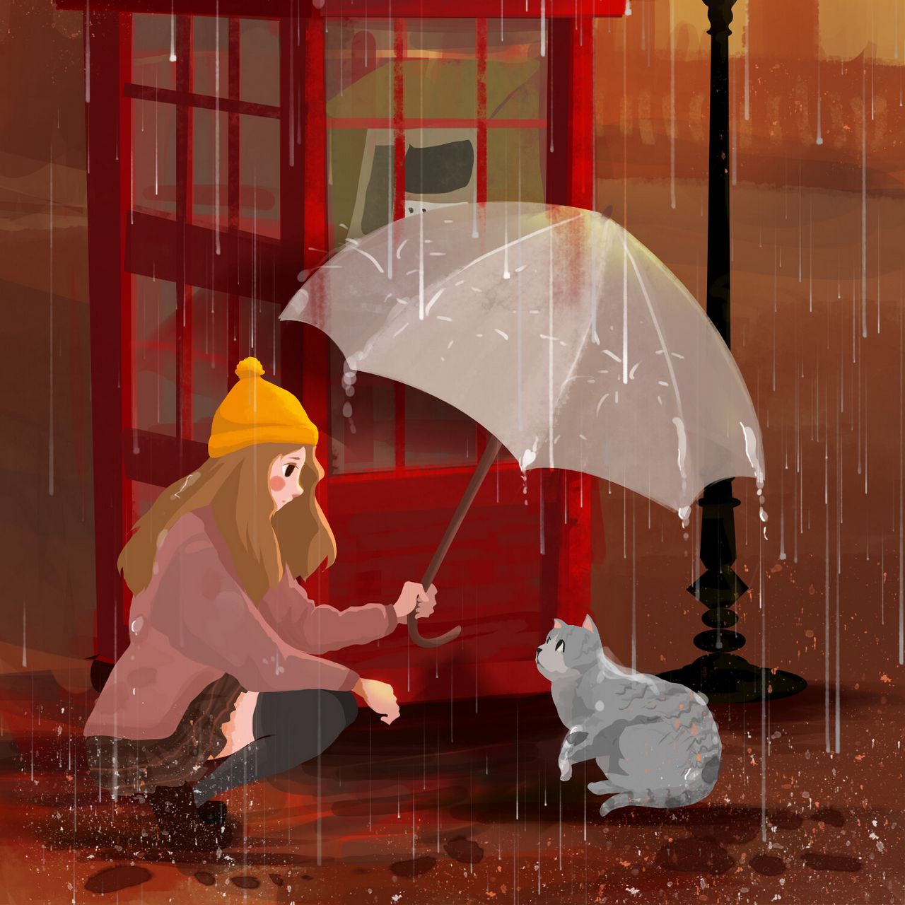 Котик под зонтом