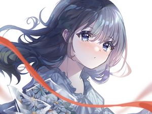 Превью обои девушка, лицо, грусть, аниме