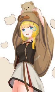 Превью обои девушка, медвежонок, игрушка, милый, аниме