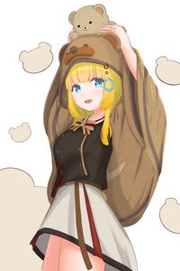 Превью обои девушка, медвежонок, игрушка, милый, аниме