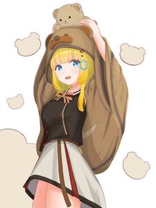 Превью обои девушка, медвежонок, игрушка, милый, аниме