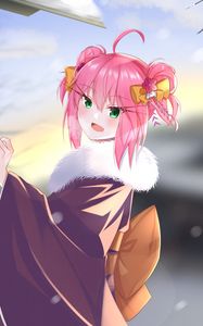 Превью обои девушка, мех, конверты, аниме