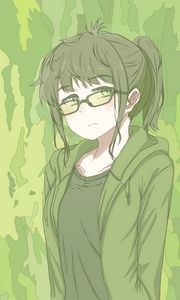 Превью обои девушка, очки, аниме, арт, зеленый