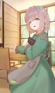 Превью обои девушка, официант, жест, аниме