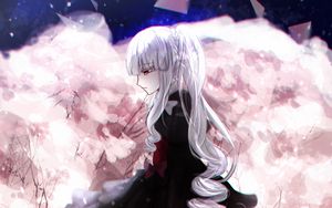 Превью обои девушка, платье, грусть, аниме, арт