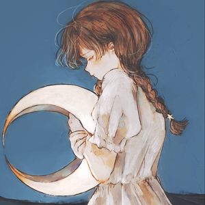 Превью обои девушка, платье, луна, аниме, арт