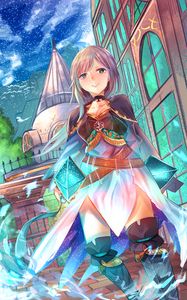 Превью обои девушка, платье, меч, фэнтези, аниме, арт