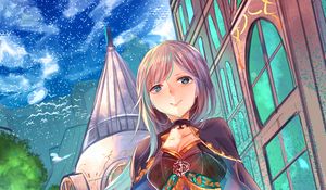 Превью обои девушка, платье, меч, фэнтези, аниме, арт