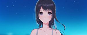 Превью обои девушка, платье, ночь, аниме