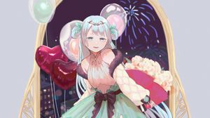 Превью обои девушка, платье, праздник, аниме