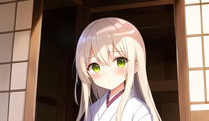 Превью обои девушка, поза, кимоно, аниме